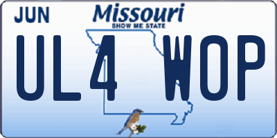 MO license plate UL4W0P