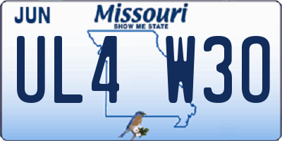 MO license plate UL4W3O