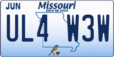 MO license plate UL4W3W