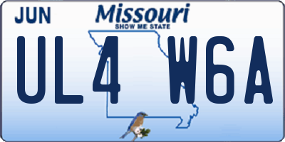 MO license plate UL4W6A
