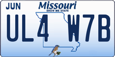 MO license plate UL4W7B