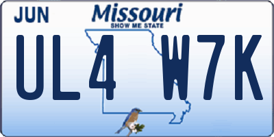 MO license plate UL4W7K