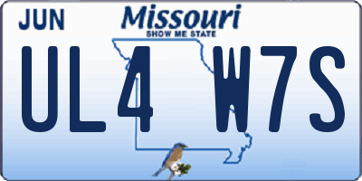 MO license plate UL4W7S