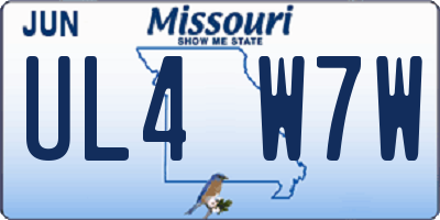 MO license plate UL4W7W
