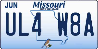 MO license plate UL4W8A
