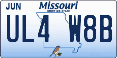 MO license plate UL4W8B