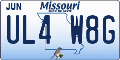 MO license plate UL4W8G