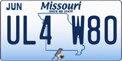 MO license plate UL4W8O