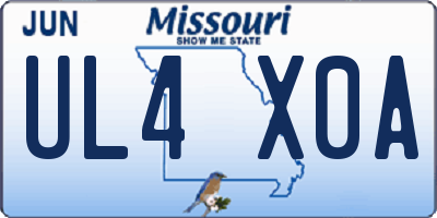 MO license plate UL4X0A
