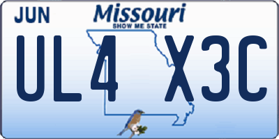 MO license plate UL4X3C