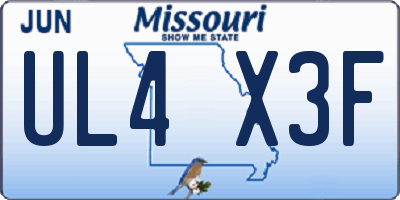 MO license plate UL4X3F
