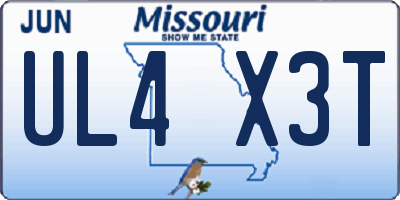 MO license plate UL4X3T