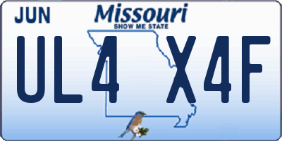 MO license plate UL4X4F