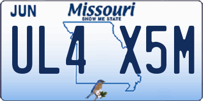 MO license plate UL4X5M