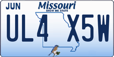 MO license plate UL4X5W