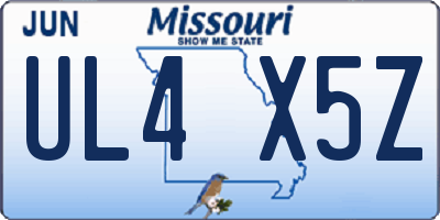 MO license plate UL4X5Z