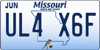 MO license plate UL4X6F