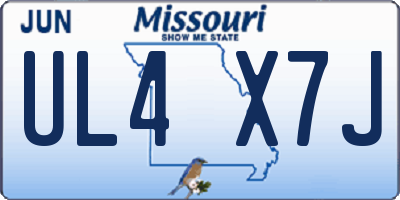 MO license plate UL4X7J