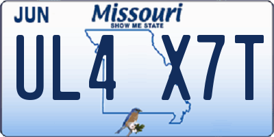 MO license plate UL4X7T
