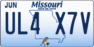 MO license plate UL4X7V