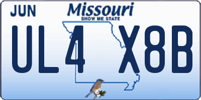 MO license plate UL4X8B
