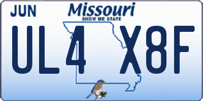 MO license plate UL4X8F
