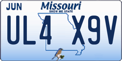 MO license plate UL4X9V