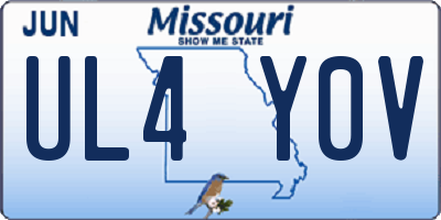 MO license plate UL4Y0V