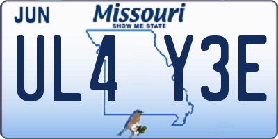MO license plate UL4Y3E