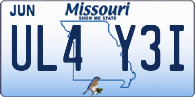 MO license plate UL4Y3I
