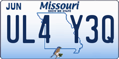 MO license plate UL4Y3Q