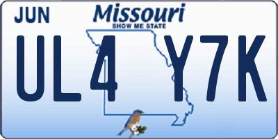 MO license plate UL4Y7K