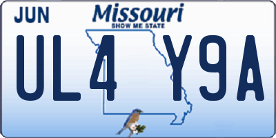 MO license plate UL4Y9A
