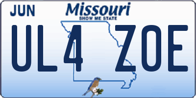 MO license plate UL4Z0E