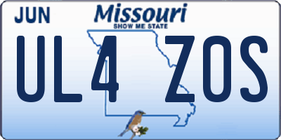 MO license plate UL4Z0S