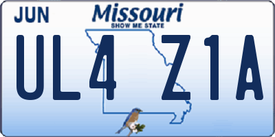 MO license plate UL4Z1A