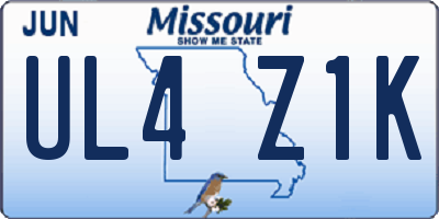 MO license plate UL4Z1K