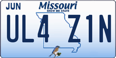 MO license plate UL4Z1N