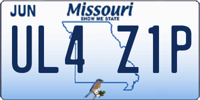 MO license plate UL4Z1P