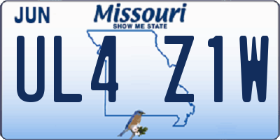 MO license plate UL4Z1W