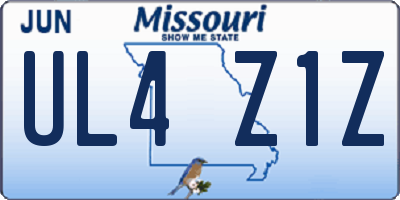 MO license plate UL4Z1Z