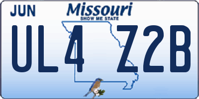 MO license plate UL4Z2B
