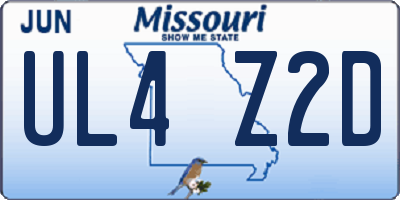 MO license plate UL4Z2D