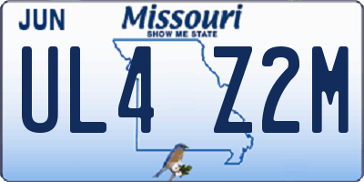 MO license plate UL4Z2M