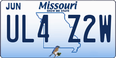 MO license plate UL4Z2W