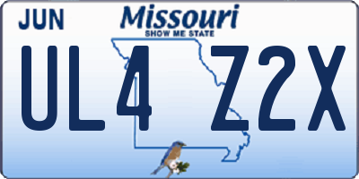 MO license plate UL4Z2X