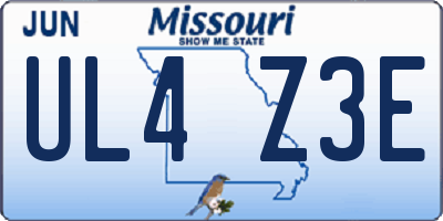 MO license plate UL4Z3E