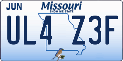 MO license plate UL4Z3F