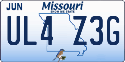 MO license plate UL4Z3G
