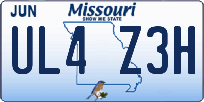 MO license plate UL4Z3H